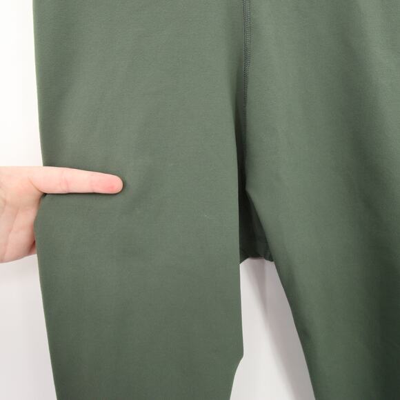 Good American Leggings Green Performance Capri Logo Waistband High Rise Size 2 - Picture 6 of 8